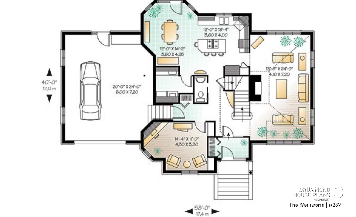 1st level - Home with x-large family room &amp; fireplace, home office, great master suite, cathedral ceiling, 2-car garage - The Wentworth