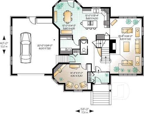 1st level - Home with x-large family room & fireplace, home office, great master suite, cathedral ceiling, 2-car garage - The Wentworth