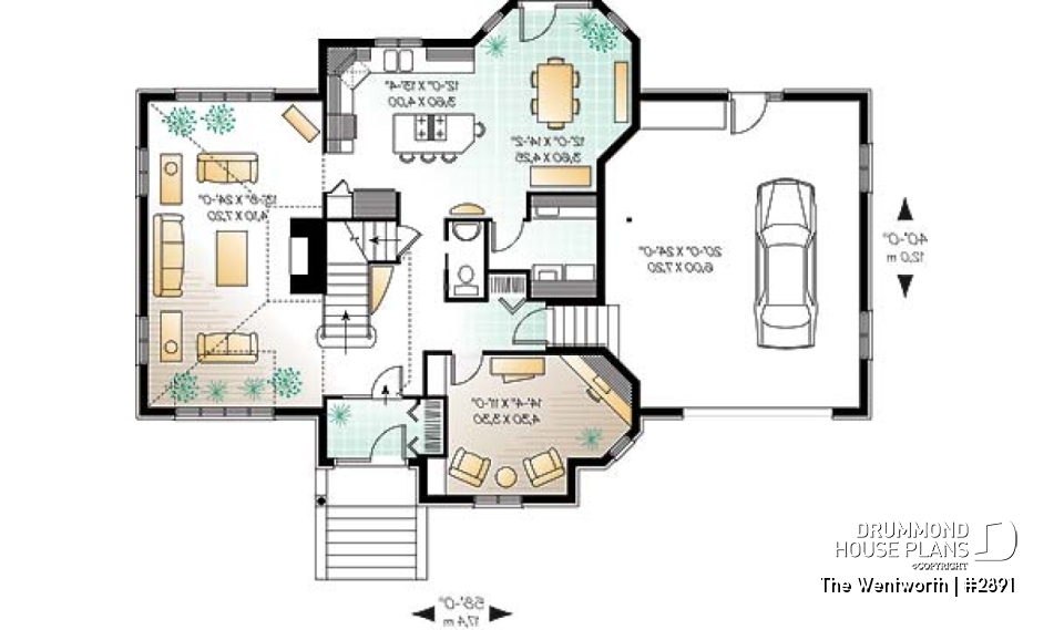 1st level - Home with x-large family room &amp; fireplace, home office, great master suite, cathedral ceiling, 2-car garage - The Wentworth