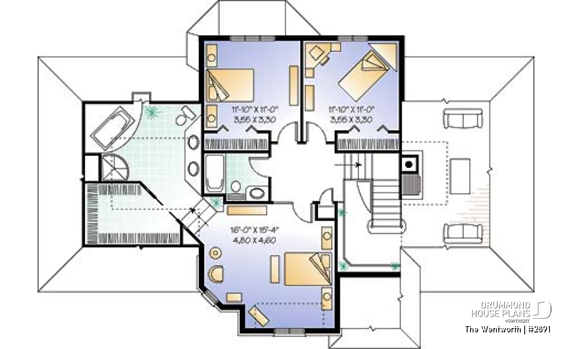 2nd level - Home with x-large family room &amp; fireplace, home office, great master suite, cathedral ceiling, 2-car garage - The Wentworth