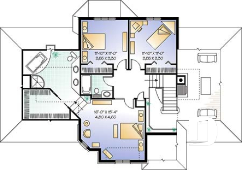 2nd level - Home with x-large family room & fireplace, home office, great master suite, cathedral ceiling, 2-car garage - The Wentworth
