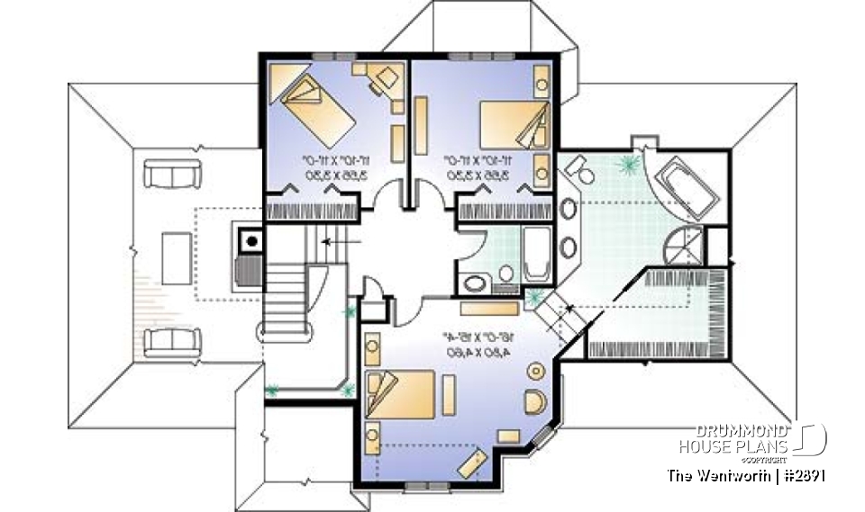 2nd level - Home with x-large family room &amp; fireplace, home office, great master suite, cathedral ceiling, 2-car garage - The Wentworth