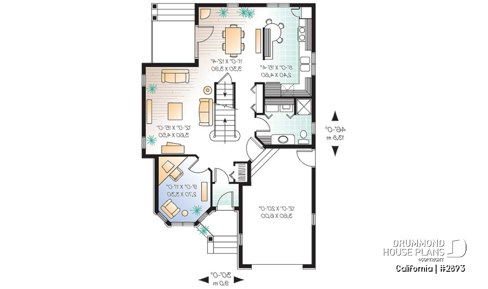 1st level - Floor plan including a small home gym, home office, cathedral ceiling, and more! - California