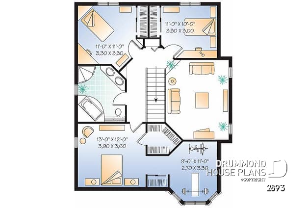 2nd level - Floor plan including a small home gym, home office, cathedral ceiling, and more! - California