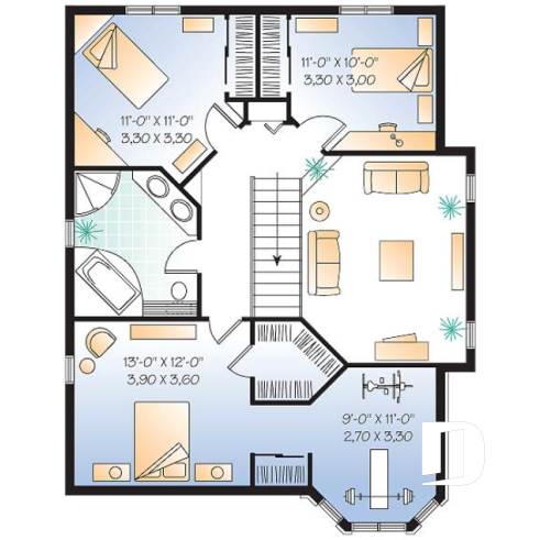 2nd level - Floor plan including a small home gym, home office, cathedral ceiling, and more! - California