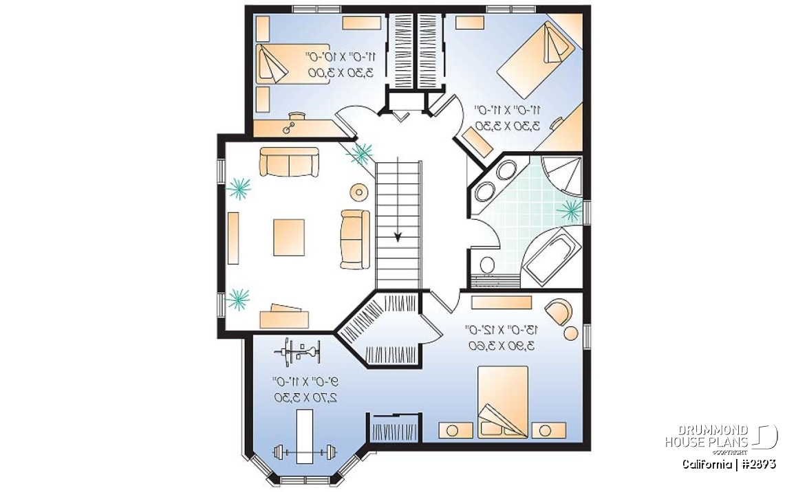2nd level - Floor plan including a small home gym, home office, cathedral ceiling, and more! - California