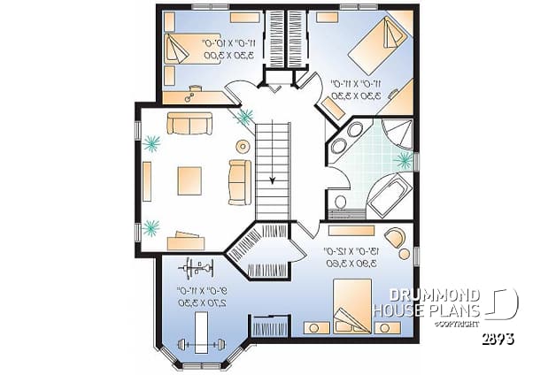 2nd level - Floor plan including a small home gym, home office, cathedral ceiling, and more! - California