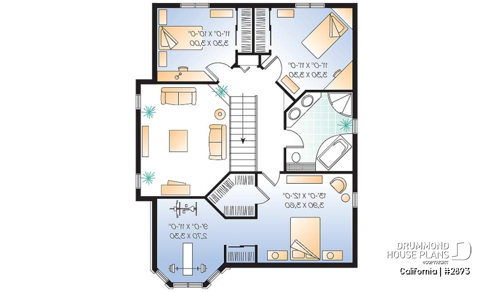 2nd level - Floor plan including a small home gym, home office, cathedral ceiling, and more! - California
