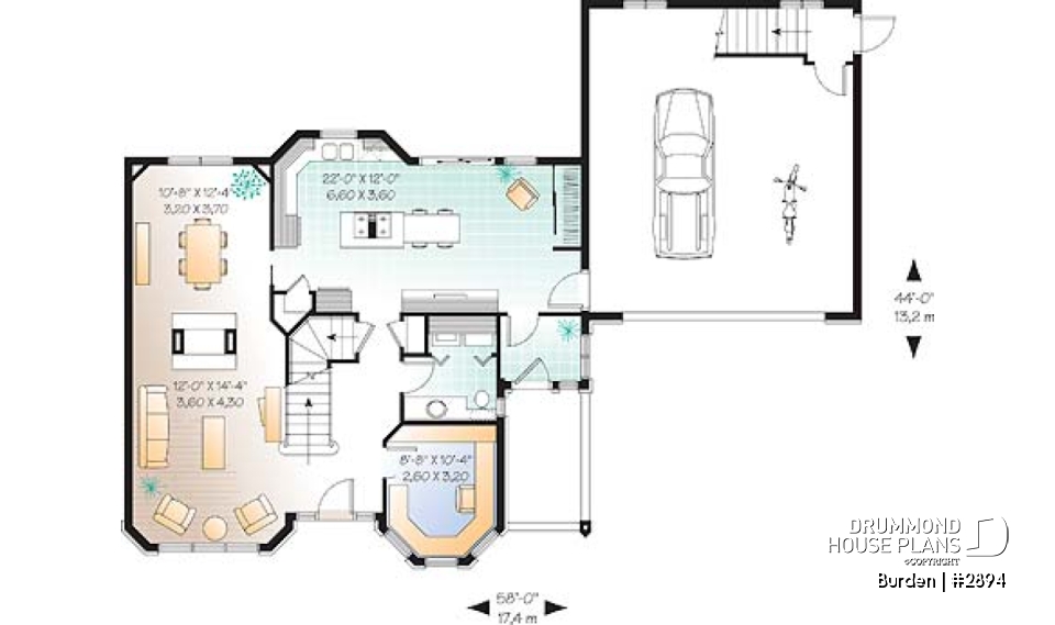 1st level - 3 bedroom Victorian inspired home, 2-car garage, bonus above garage, large double-sided fireplace, study / den - Burden