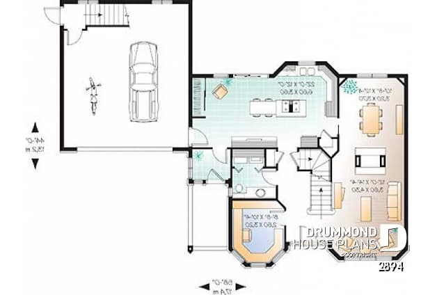 1st level - Good size 3 bedroom house plan with a 2-car garage, bonus storage above garage, home office, and more - Burden