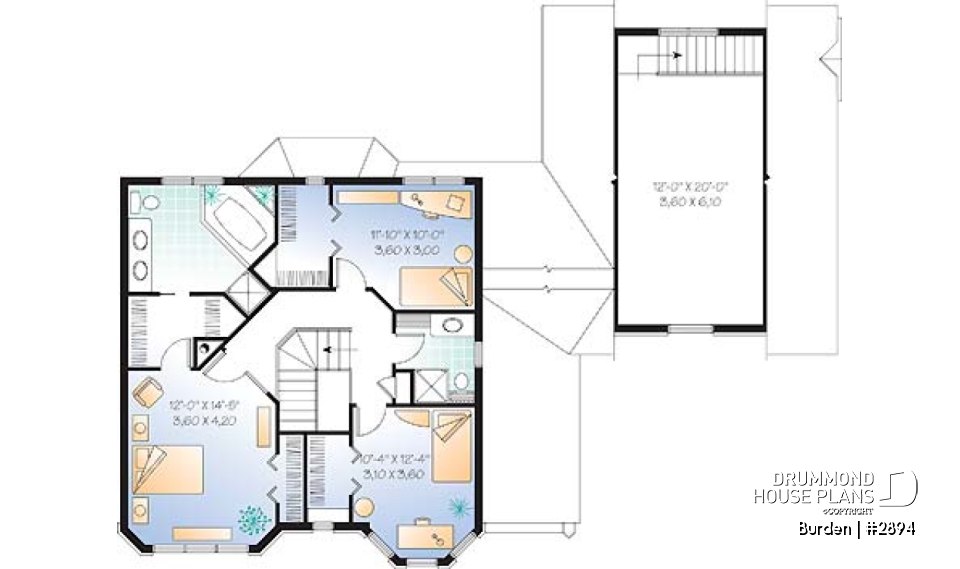 2nd level - 3 bedroom Victorian inspired home, 2-car garage, bonus above garage, large double-sided fireplace, study / den - Burden