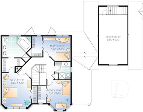 2nd level - 3 bedroom Victorian inspired home, 2-car garage, bonus above garage, large double-sided fireplace, study / den - Burden