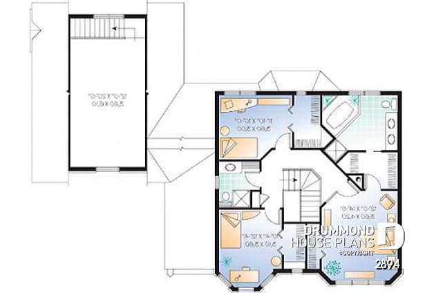 2nd level - Good size 3 bedroom house plan with a 2-car garage, bonus storage above garage, home office, and more - Burden