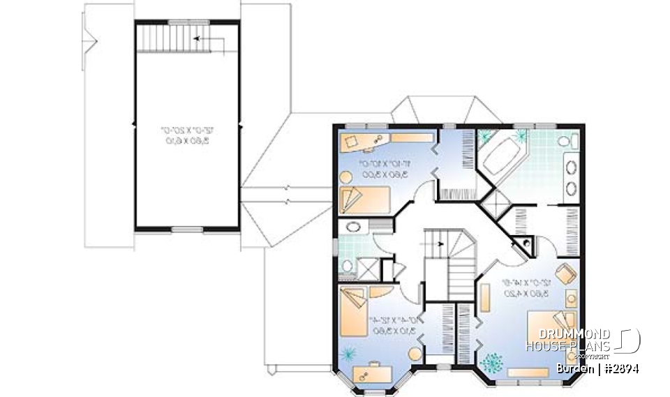 2nd level - 3 bedroom Victorian inspired home, 2-car garage, bonus above garage, large double-sided fireplace, study / den - Burden