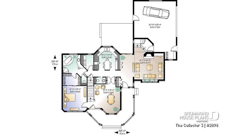1st level - 4 to 5 bedrooms, 3.5 bathrooms Victorian cottage with large bonus space, master suite on main floor - The Collector 3