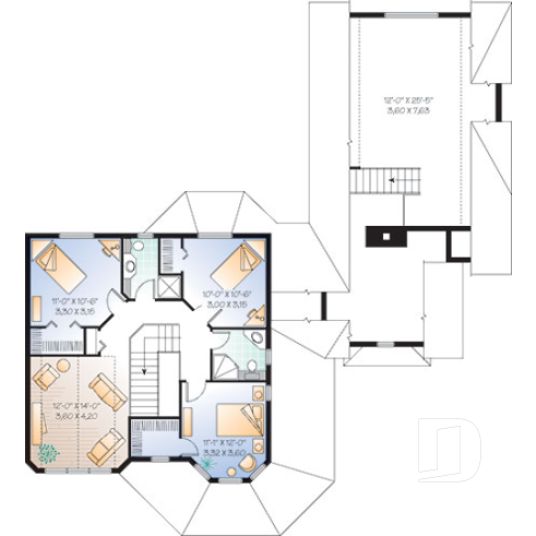 2nd level - 4 to 5 bedrooms, 3.5 bathrooms Victorian cottage with large bonus space, master suite on main floor - The Collector 3