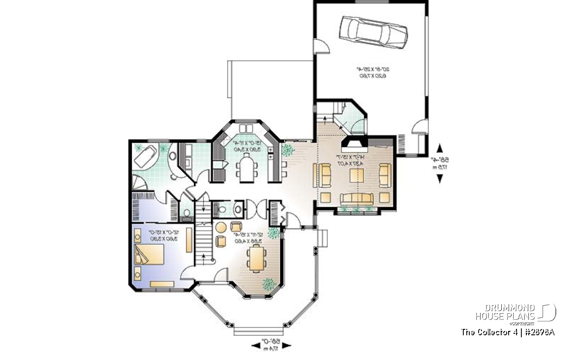 1st level - 4 to 5 bedrooms Victorian two-story home plan, large bonus space, master suite on main floor, 2-car garage - The Collector 4