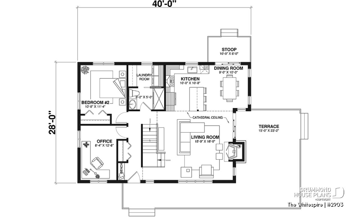 1st level - Modern panoramic chalet house plan with private second floor master suite with ensuite, open concept - The Whitespire