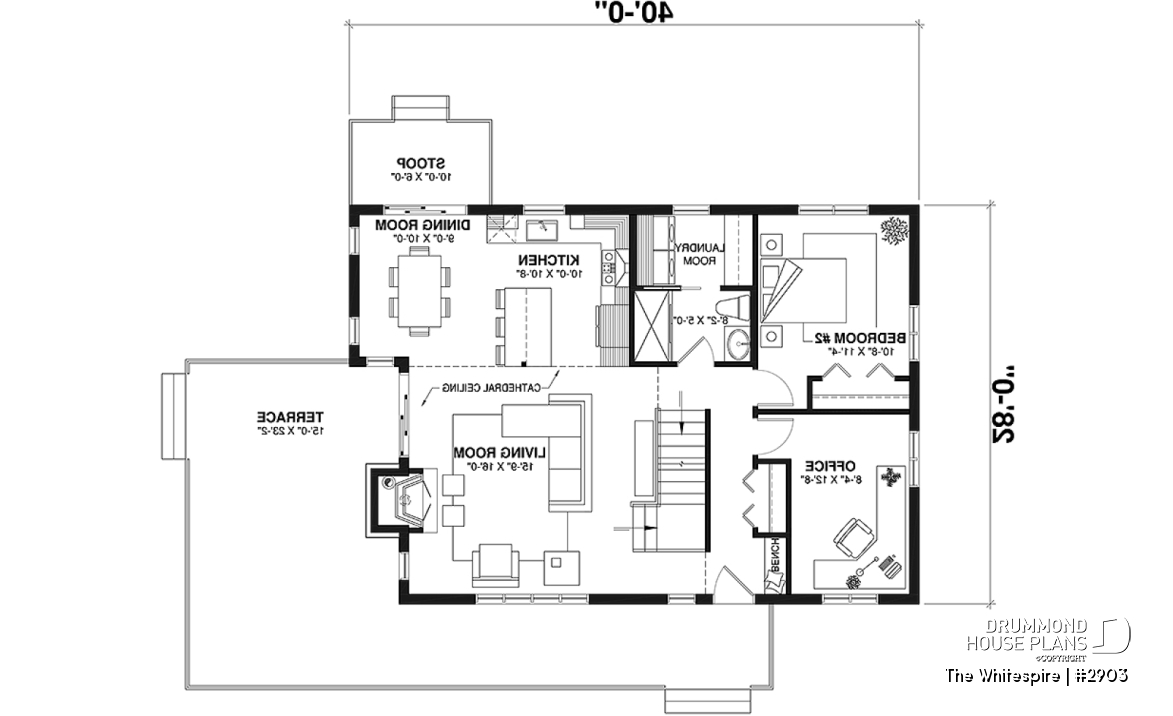 1st level - Modern panoramic chalet house plan with private second floor master suite with ensuite, open concept - The Whitespire