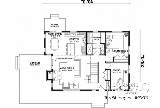 1st level - Modern panoramic chalet house plan with private second floor master suite with ensuite, open concept - The Whitespire