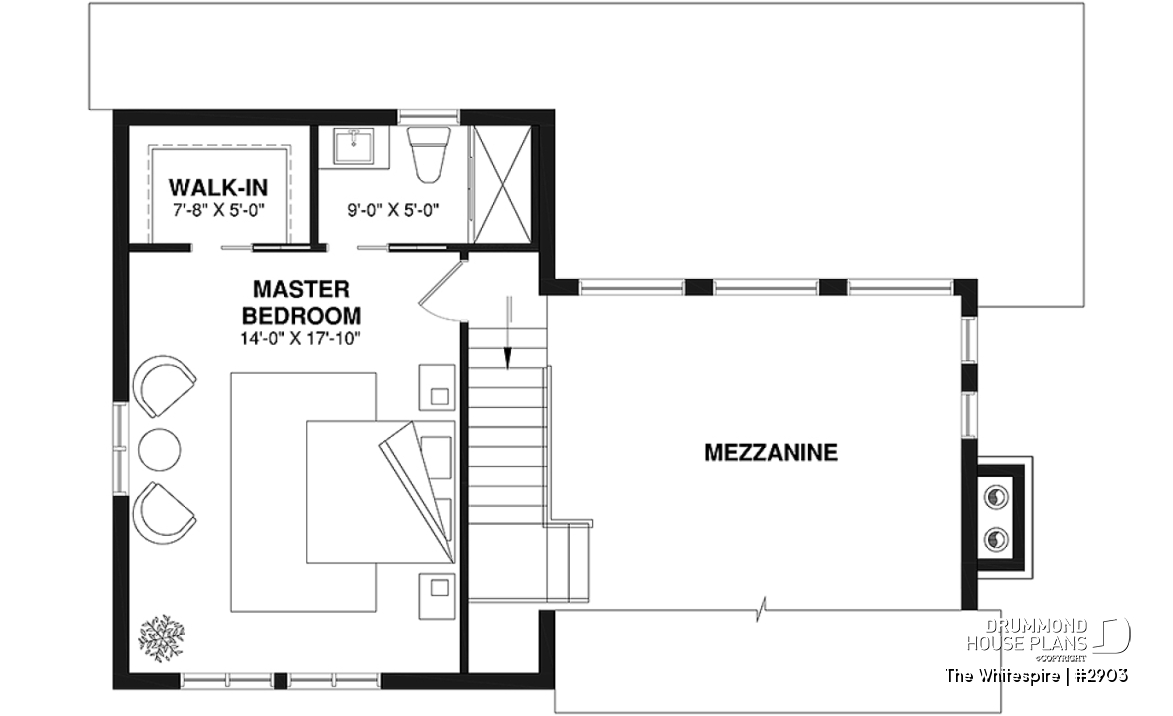 2nd level - Modern panoramic chalet house plan with private second floor master suite with ensuite, open concept - The Whitespire