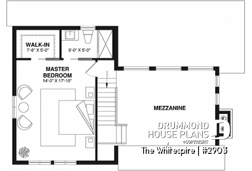 2nd level - Modern panoramic chalet house plan with private second floor master suite with ensuite, open concept - The Whitespire