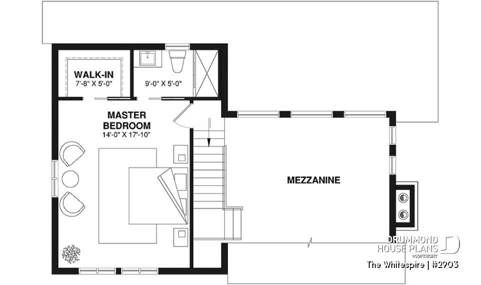 2nd level - Modern panoramic chalet house plan with private second floor master suite with ensuite, open concept - The Whitespire