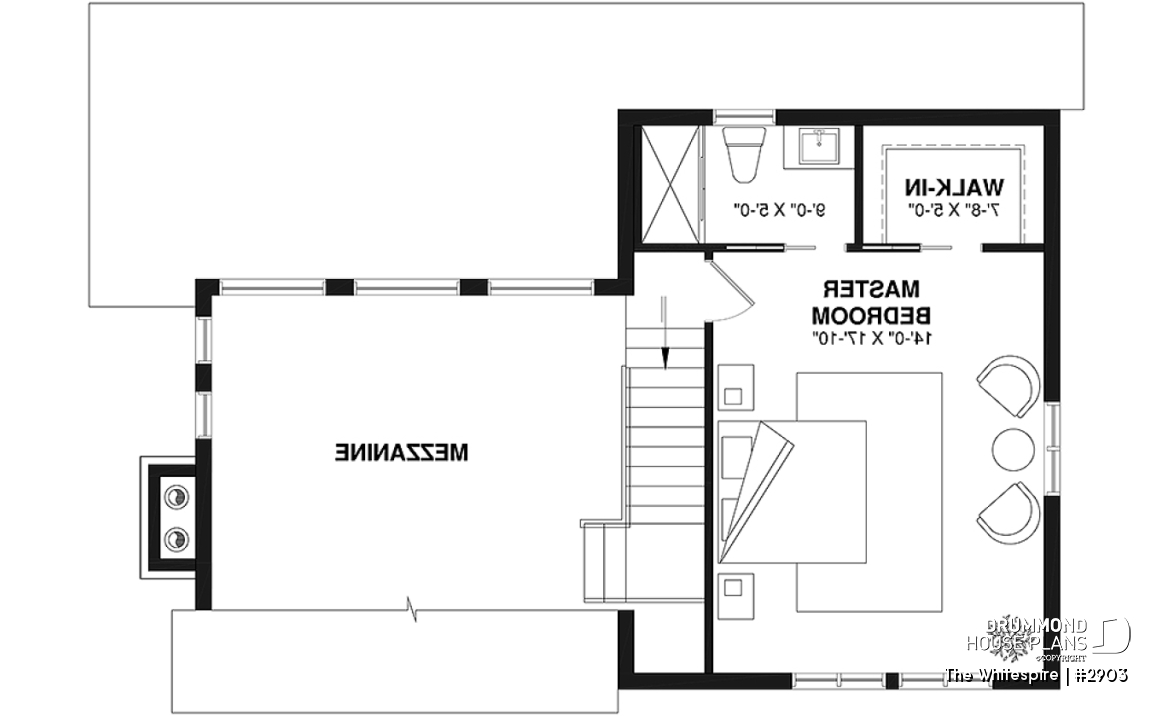 2nd level - Modern panoramic chalet house plan with private second floor master suite with ensuite, open concept - The Whitespire