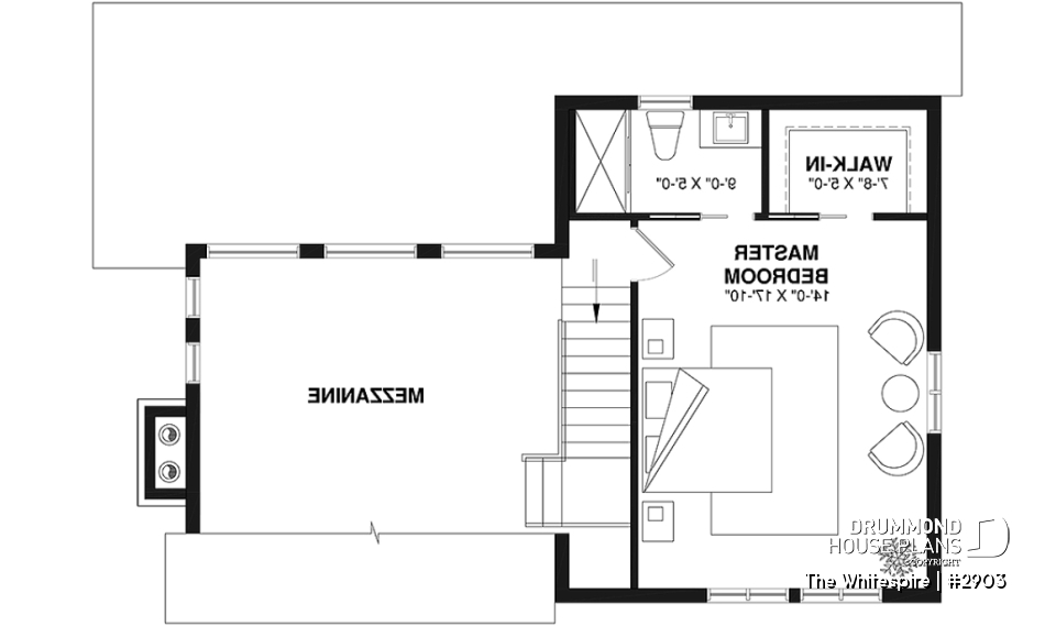 2nd level - Modern panoramic chalet house plan with private second floor master suite with ensuite, open concept - The Whitespire
