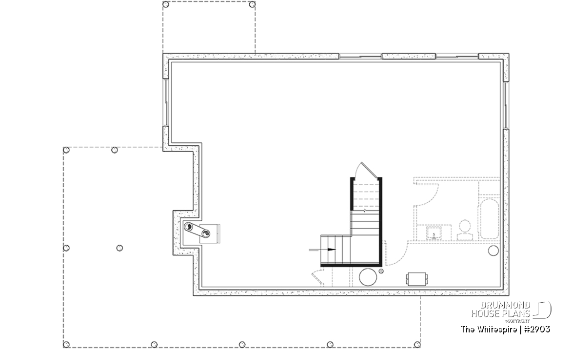 Basement - Modern panoramic chalet house plan with private second floor master suite with ensuite, open concept - The Whitespire