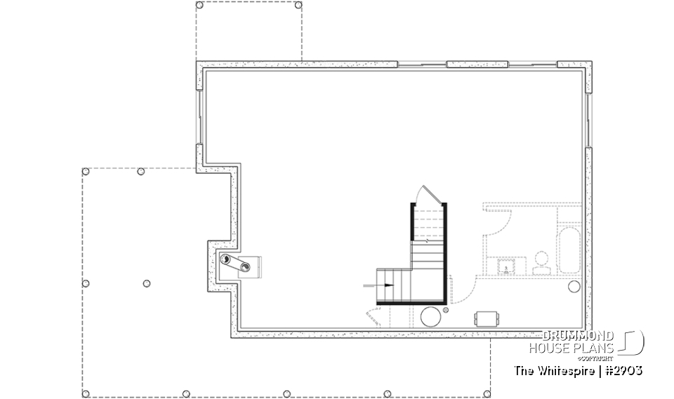 Basement - Modern panoramic chalet house plan with private second floor master suite with ensuite, open concept - The Whitespire