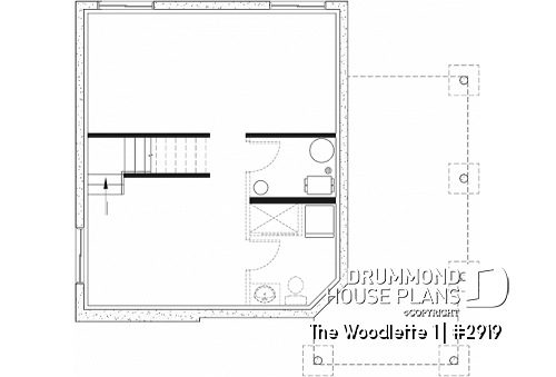 Basement - 2 to 3 bedroom affordable modern style house plan, lots of natural light, cathedral ceiling + mezzanine - The Woodlette 1