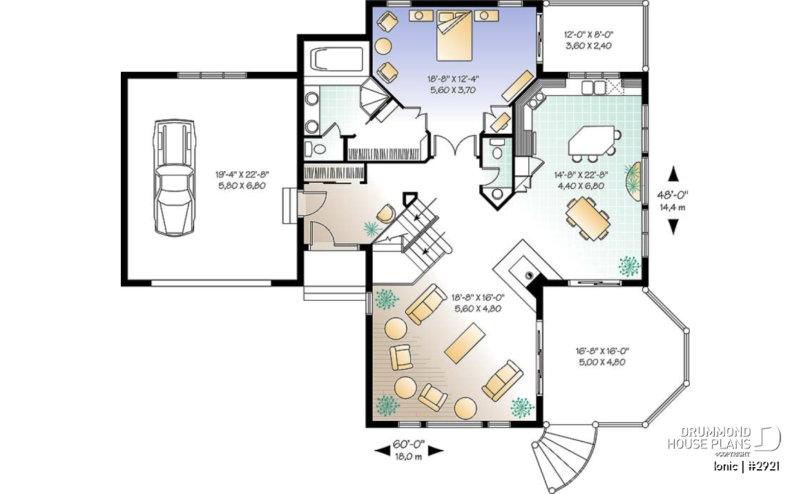 1st level - 4-season vacation home with 2 master suites (total up to 4 bedrooms), 2-car garage, central fireplace - Ionic