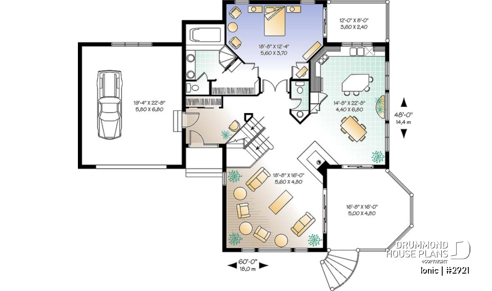 1st level - 4-season vacation home with 2 master suites (total up to 4 bedrooms), 2-car garage, central fireplace - Ionic