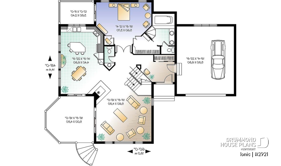 1st level - 4-season vacation home with 2 master suites (total up to 4 bedrooms), 2-car garage, central fireplace - Ionic