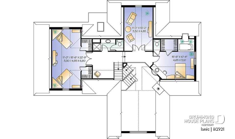 2nd level - 4-season vacation home with 2 master suites (total up to 4 bedrooms), 2-car garage, central fireplace - Ionic