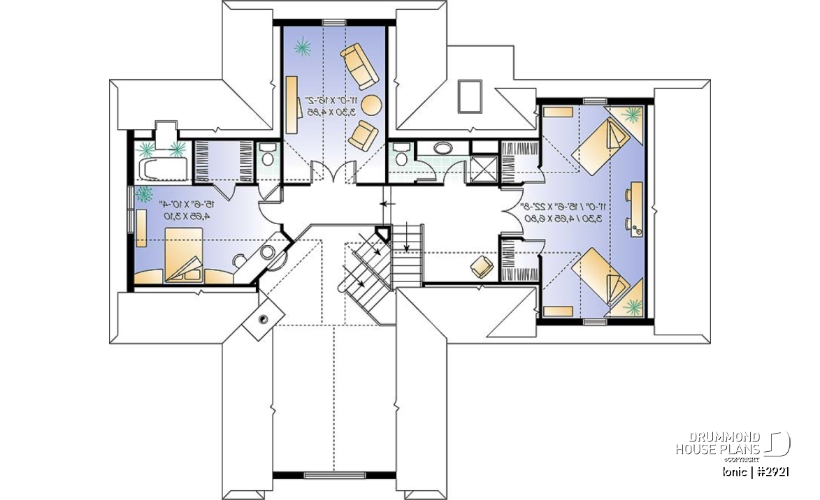 2nd level - 4-season vacation home with 2 master suites (total up to 4 bedrooms), 2-car garage, central fireplace - Ionic