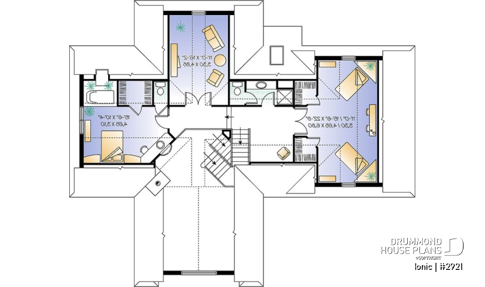 2nd level - 4-season vacation home with 2 master suites (total up to 4 bedrooms), 2-car garage, central fireplace - Ionic