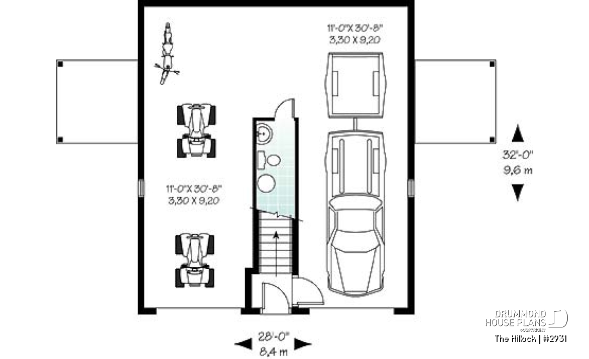 1st level - Large 2-car garage apartment plan, 2 bedrooms with jack and jill bath and private balconies - The Hillock