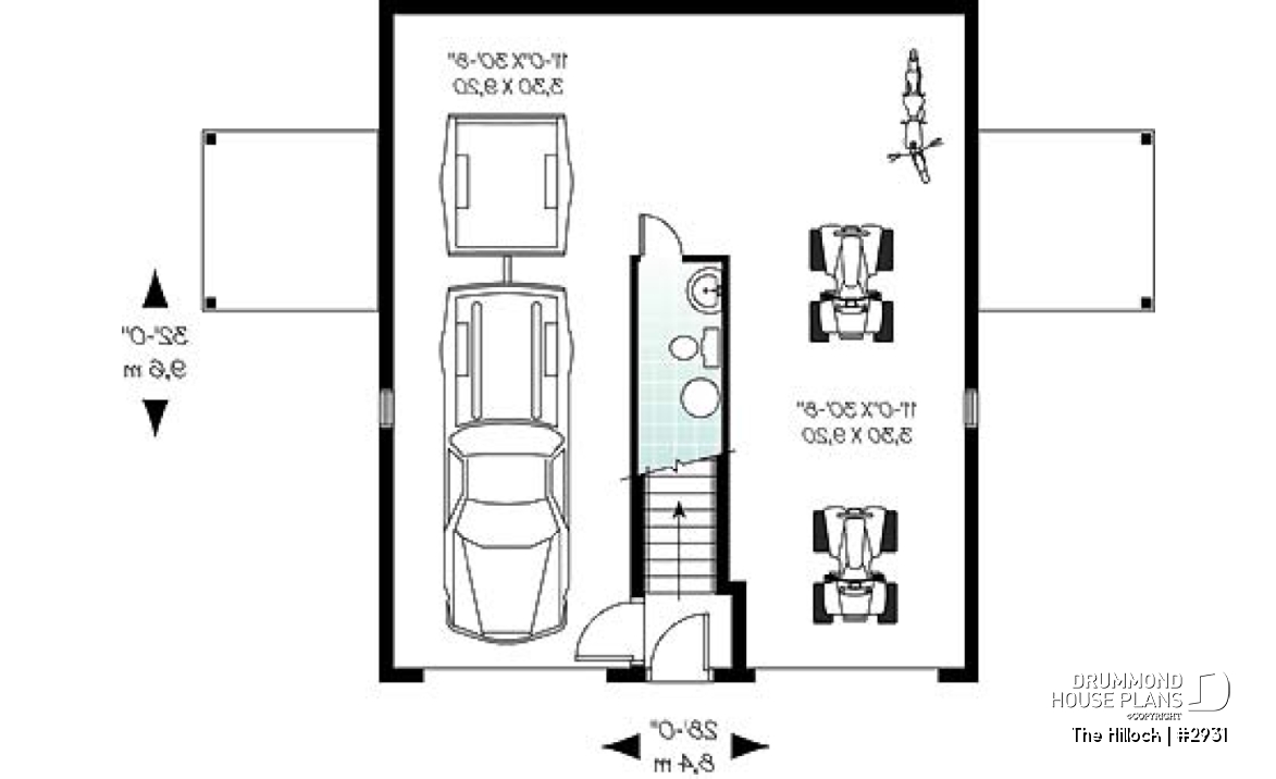 1st level - Large 2-car garage apartment plan, 2 bedrooms with jack and jill bath and private balconies - The Hillock