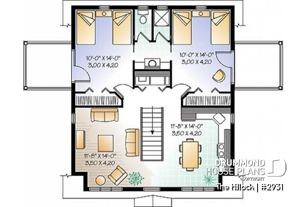 2nd level - Large 2-car garage apartment plan, 2 bedrooms with jack and jill bath and private balconies - The Hillock