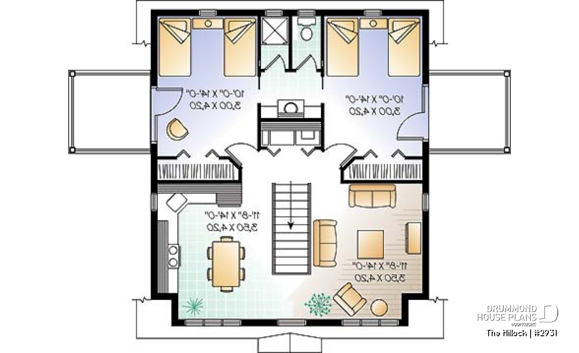 2nd level - Large 2-car garage apartment plan, 2 bedrooms with jack and jill bath and private balconies - The Hillock