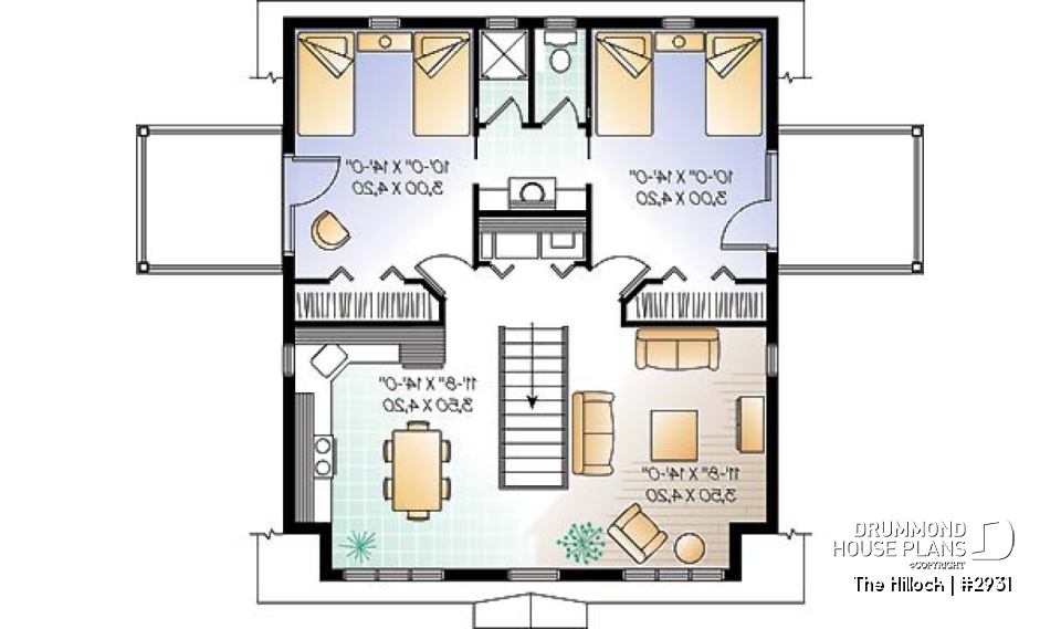 2nd level - Large 2-car garage apartment plan, 2 bedrooms with jack and jill bath and private balconies - The Hillock