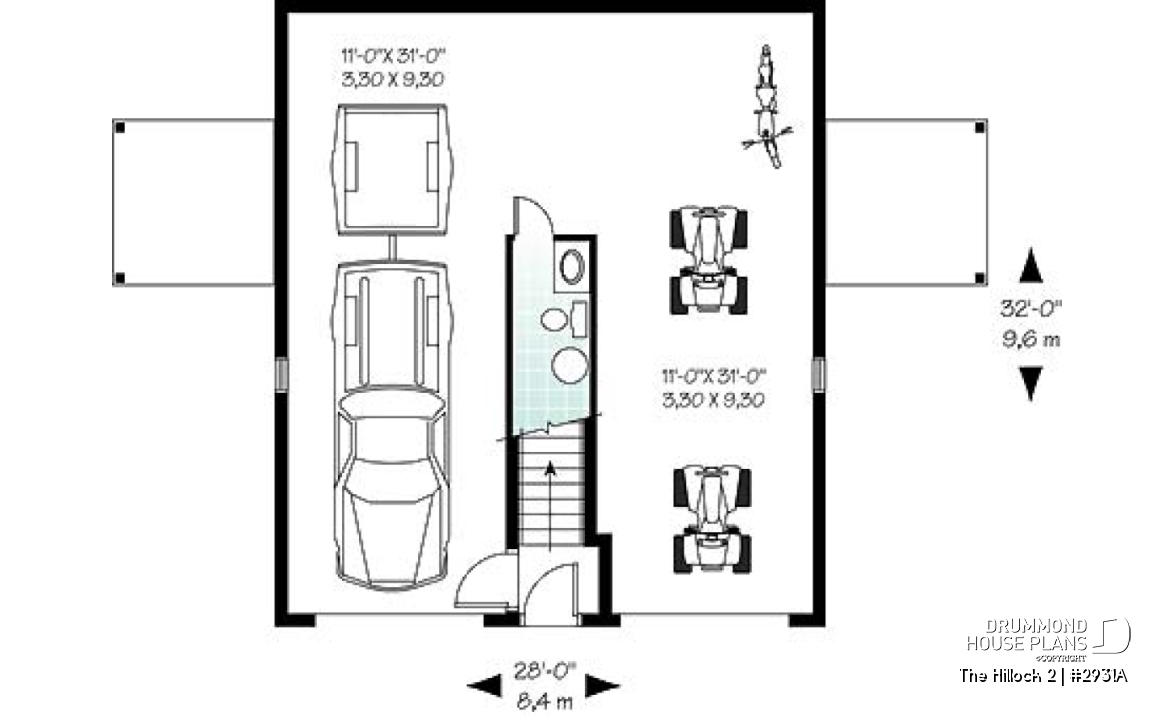 1st level - Large 2-car garage plan with a 2 bedroom apartment on second floor and 2 private balconies - The Hillock 2