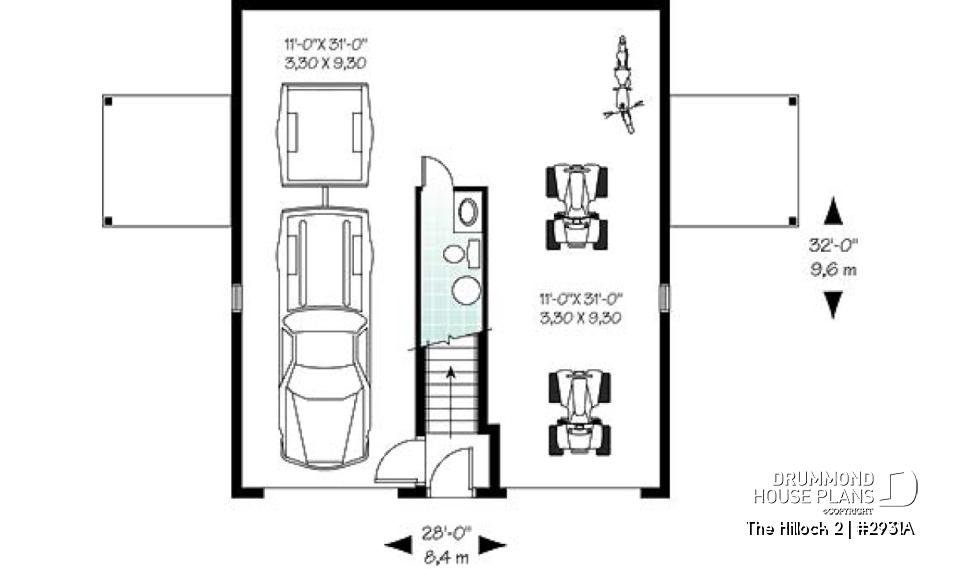 1st level - Large 2-car garage plan with a 2 bedroom apartment on second floor and 2 private balconies - The Hillock 2