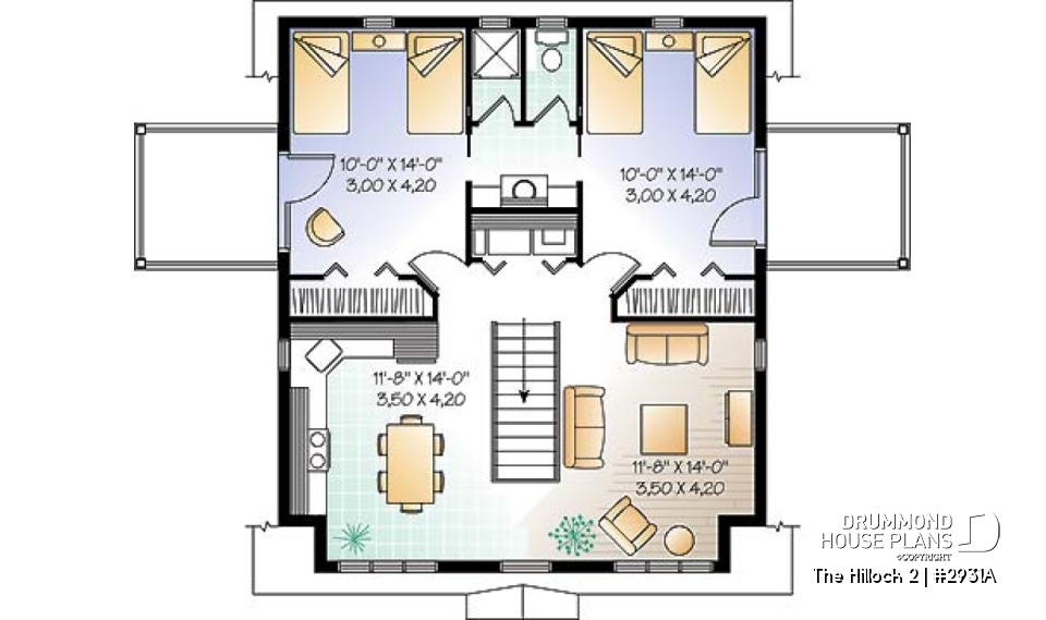 2nd level - Large 2-car garage plan with a 2 bedroom apartment on second floor and 2 private balconies - The Hillock 2