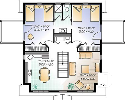 2nd level - Large 2-car garage plan with a 2 bedroom apartment on second floor and 2 private balconies - The Hillock 2