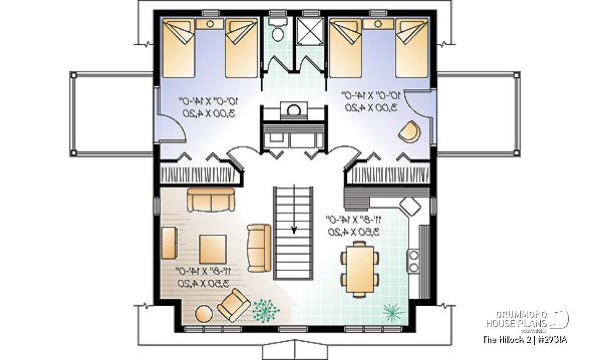 2nd level - Large 2-car garage plan with a 2 bedroom apartment on second floor and 2 private balconies - The Hillock 2