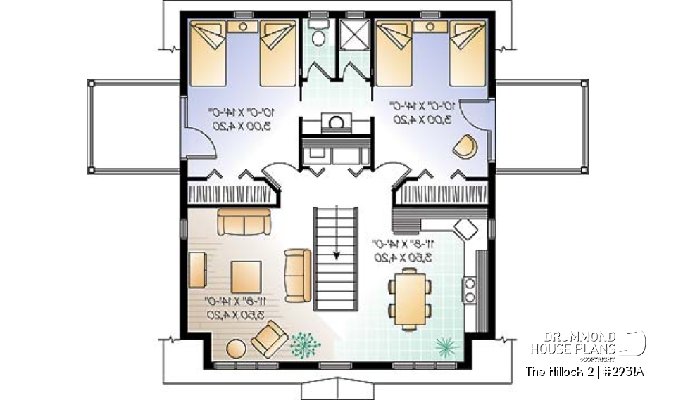 2nd level - Large 2-car garage plan with a 2 bedroom apartment on second floor and 2 private balconies - The Hillock 2