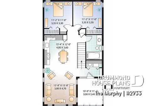 2nd level - Tandem 2-car garage plan with 2 bedroom apartment, open floor plan, screened-in balcony on second floor - The Murphy